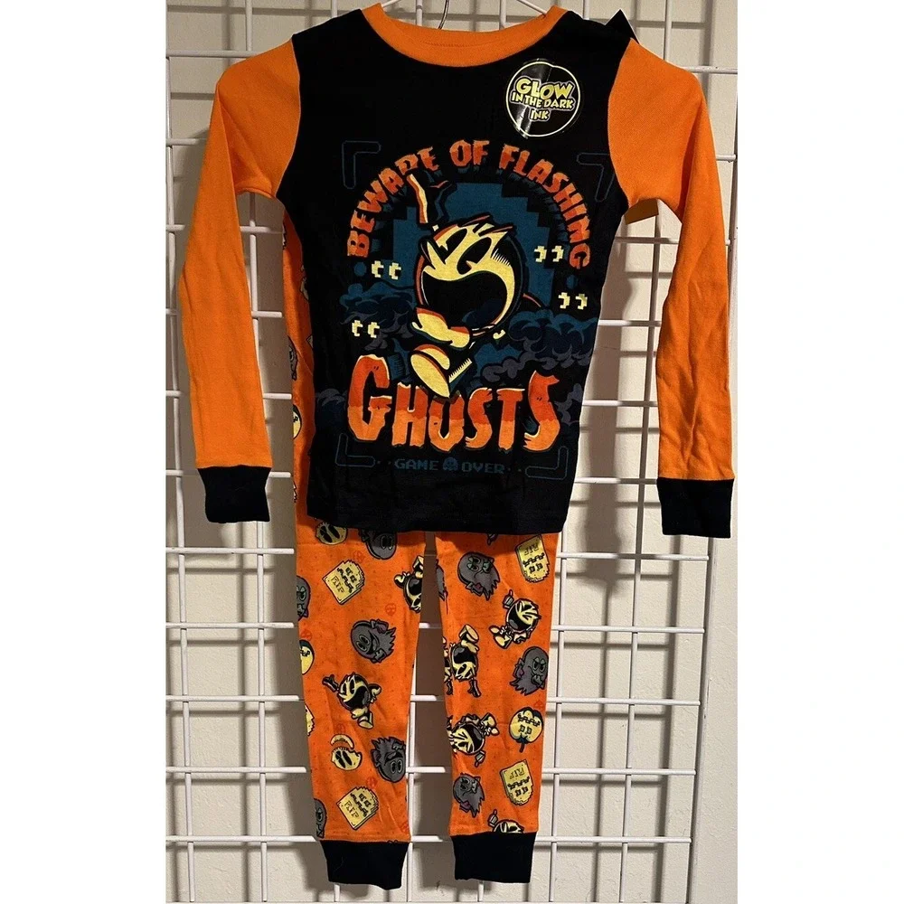 Children's Pajama Set, Size 8 New PAC-man Halloween - Glow In The Dark